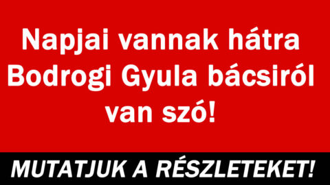 Napjai vannak hátra Bodrogi Gyula bácsiról van szó!