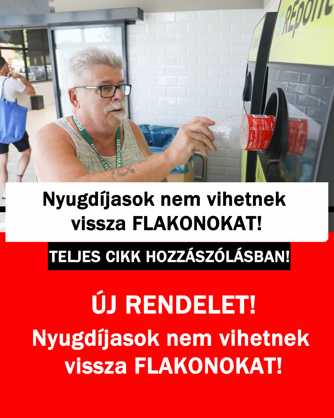 Nyugdíjasok nem vihetnek vissza FLAKONOKAT!