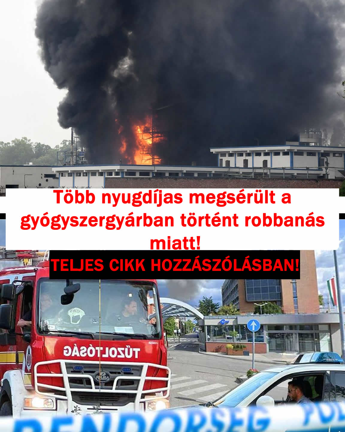 Több nyugdíjas megsérült a gyógyszergyárban történt robbanás miatt!