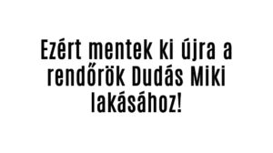 Ezért mentek ki újra a rendőrök Dudás Miki lakásához!