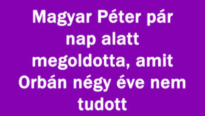 Magyar Péter pár nap alatt megoldotta